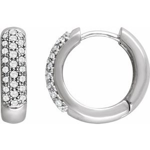 14K White 1/3 CTW Lab-Grown Diamond Hoop Earrings