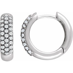 14K White 1/2 CTW Lab-Grown Diamond Hoop Earrings