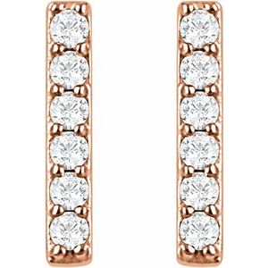 14K Rose 1/10 CTW Lab-Grown Diamond Bar Earrings