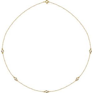 14K Yellow 1/2 CTW Lab-Grown Diamond 5-Station 18" Necklace