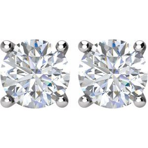 14K White 1/2 CT Natural Diamond Stud Earrings