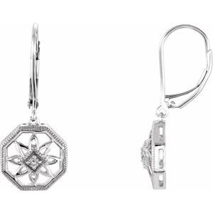 14K White .04 CTW Natural Diamond Filigree Earrings