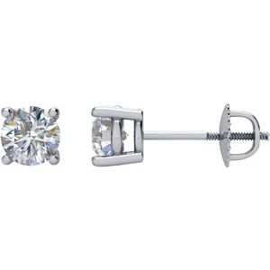 14K White 1/2 CT Natural Diamond Stud Earrings