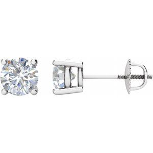 14K White 1/3 CT Natural Diamond Stud Earrings