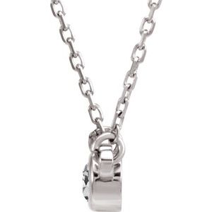 Rhodium-Plated Sterling Silver 4 mm Round Imitation Diamond Solitaire 16" Necklace