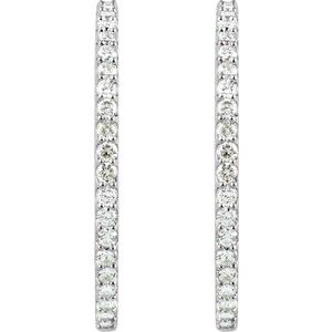 14K White 41.5 mm 5 CTW Natural Diamond Inside-Outside Hinged Hoop Earrings