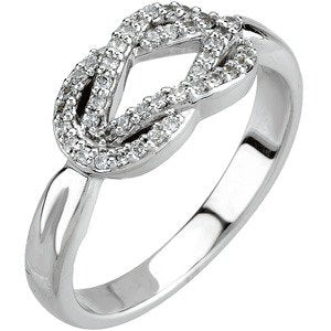 14K White 1/5 CTW Natural Diamond Knot Ring