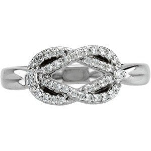 14K White 1/5 CTW Natural Diamond Knot Ring