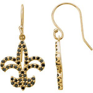 14K White 1/2 CTW Natural Black Diamond Fleur-de-Lis Earrings