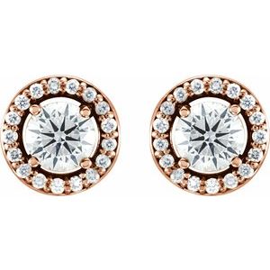 14K Rose 1/2 CTW Lab-Grown Diamond Halo-Style Earrings