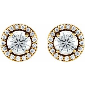 14K Yellow 1/2 CTW Lab-Grown Diamond Halo-Style Earrings