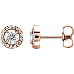 14K Rose 1/2 CTW Lab-Grown Diamond Halo-Style Earrings