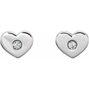 Sterling Silver .06 CTW Natural Diamond Heart Earrings