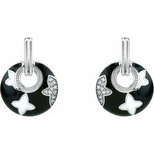 Sterling Silver Right .05 CTW Natural Diamond Black Enamel Right Earring