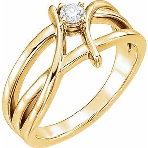 14K Yellow 1/4 CT Natural Diamond Ring