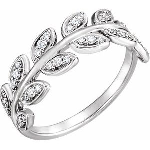 14K White 1/4 CTW Natural Diamond Leaf Ring 123035:600:P