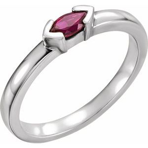 Sterling Silver Natural Pink Tourmaline Family Stackable Ring 71354:6035:P