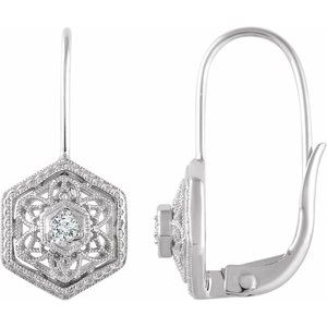 14K White .06 CTW Natural Diamond Filigree Earrings