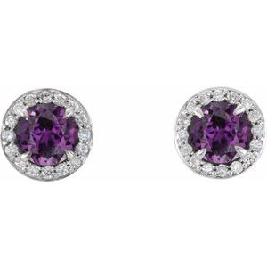 14K White 5 mm Lab-Grown Alexandrite & 1/8 CTW Natural Diamond Earrings 86458:6019:P