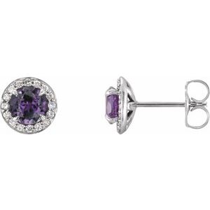 14K White 5 mm Lab-Grown Alexandrite & 1/8 CTW Natural Diamond Earrings 86458:6019:P