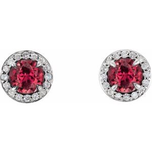 14K White 4 mm Natural Ruby & 1/10 CTW Natural Diamond Earrings 86458:668:P