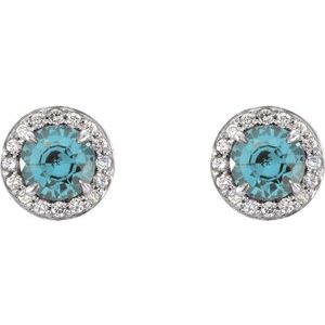 14K White 5 mm Natural Aquamarine & 1/8 CTW Natural Diamond Earrings 86458:6009:P