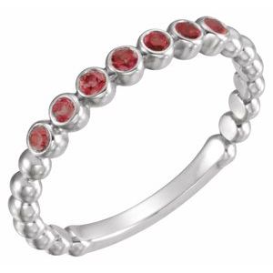 Sterling Silver Natural Mozambique Garnet Stackable Ring 71813:634:P