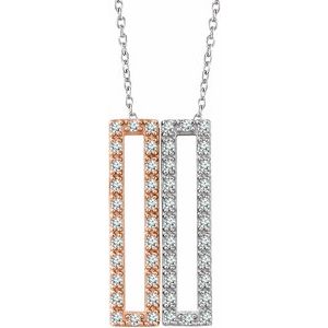 14K White/Rose 1/3 CTW Natural Diamond Rectangle 16-18" Necklace