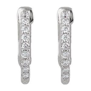 Platinum 14.5 mm 1/4 CTW Natural Diamond Inside-Outside Hinged Hoop Earrings