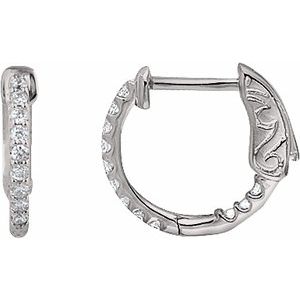 Platinum 14.5 mm 1/4 CTW Natural Diamond Inside-Outside Hinged Hoop Earrings