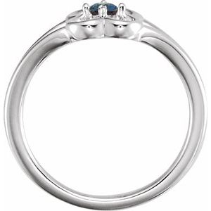 Platinum Natural Blue Sapphire Youth Flower Ring