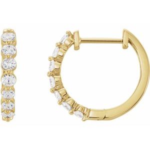 14K Yellow 3/4 CTW Natural Diamond Hoop Earrings