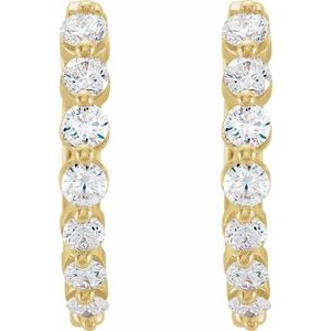 14K Yellow 3/4 CTW Natural Diamond Hoop Earrings