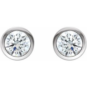 14K White 1/2 CTW Natural Diamond Bezel-Set Earrings