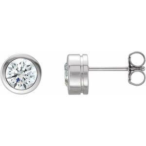 14K White 3/4 CTW Natural Diamond Bezel-Set Earring