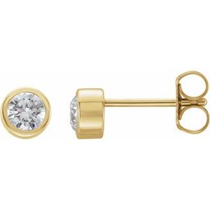 14K Yellow 3/4 CTW Natural Diamond Bezel-Set Earring