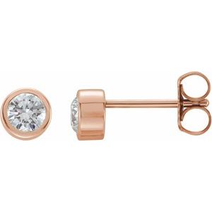 14K Rose 1/2 CTW Natural Diamond Bezel-Set Earrings