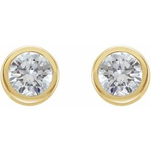 14K Yellow 3/4 CTW Natural Diamond Bezel-Set Earring