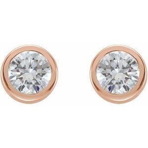 14K Rose 1/2 CTW Natural Diamond Bezel-Set Earrings