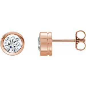 14K Rose 1 CTW Natural Diamond Bezel-Set Earrings