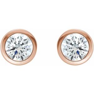 14K Rose 1 CTW Natural Diamond Bezel-Set Earrings