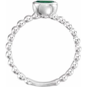 14K White Natural Emerald Family Stackable Ring 71623:6016:P