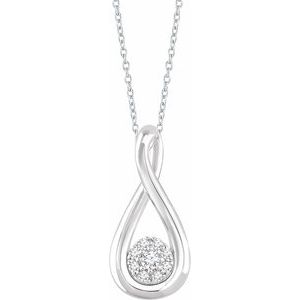 Sterling Silver  1/10 CTW Natural Diamond Freeform 16-18" Necklace