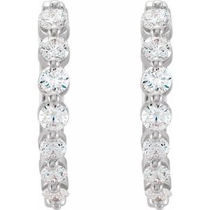 14K White 1/2 CTW Natural Diamond Hoop Earrings 652149:60005:P