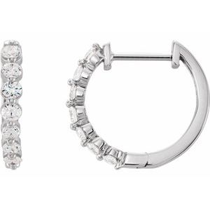 14K White 1/2 CTW Natural Diamond Hoop Earrings 652149:60005:P