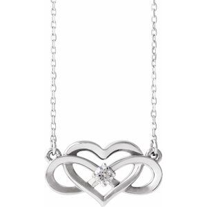 Platinum 1/10 CTW Natural Diamond Infinity-Inspired Heart 16-18" Necklace