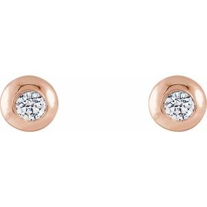 14K Rose 1/5 CTW Natural Diamond Domed Stud Earring