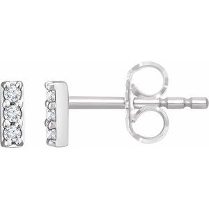 14K White .05 CTW Lab-Grown Diamond Bar Earrings