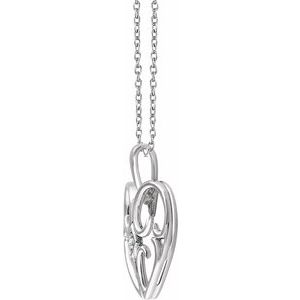 Sterling Silver .03 CT Natural Diamond Heart 16-18" Necklace