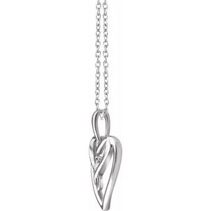 Sterling Silver .05 CT Natural Diamond Heart 16-18" Necklace